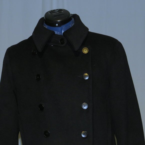 AGNES B. Black Brushed Flannel Lambswool Angora Blend Double Breasted Overcoat 3 - Picture 4 of 10